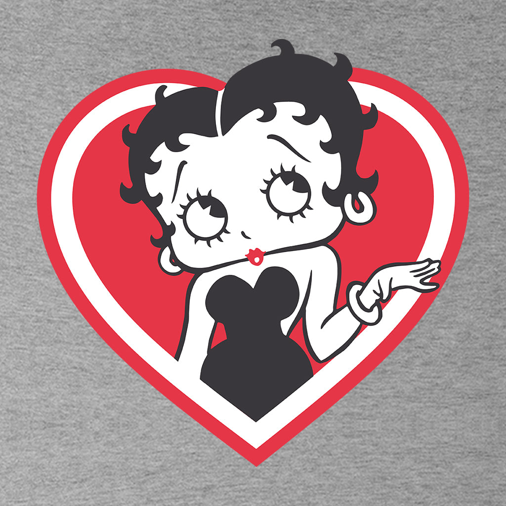 Betty Boop White and Red Heart Cute Thinking Pose Women's Hooded Sweatshirt