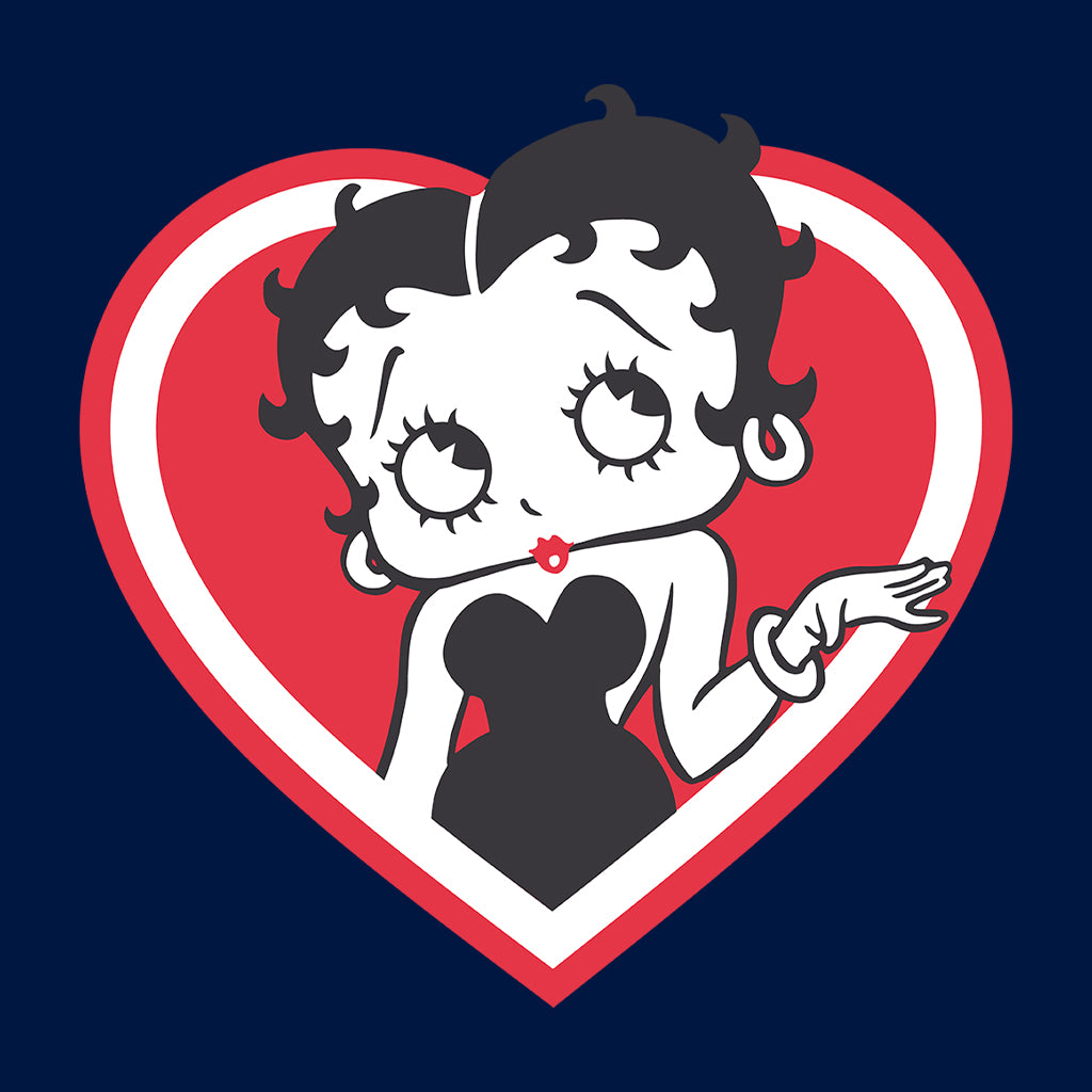 Betty Boop White and Red Heart Cute Thinking Pose Women's Hooded Sweatshirt