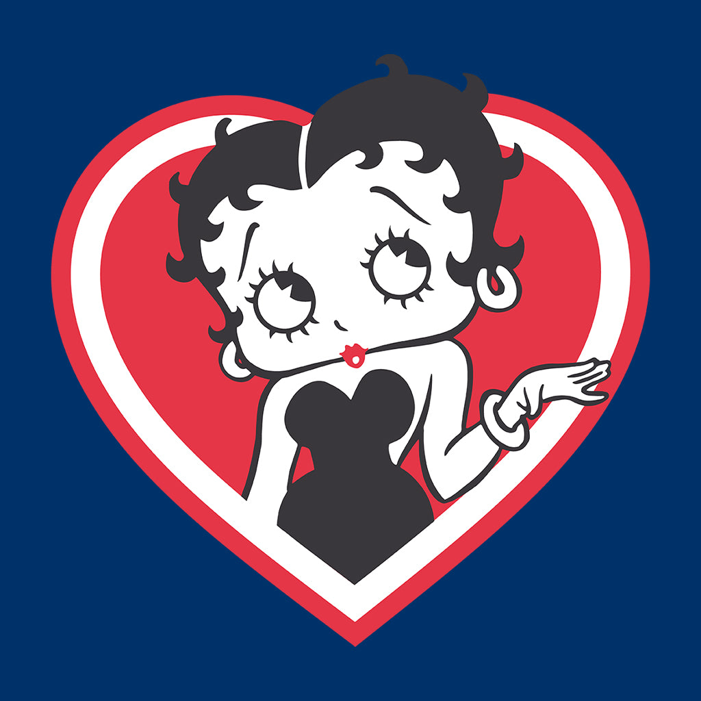 Betty Boop White and Red Heart Cute Thinking Pose Women's Hooded Sweatshirt