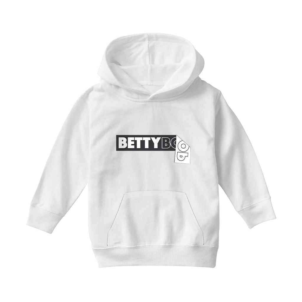 Betty Boop Black and White Name Strip Kids Hooded Sweatshirt