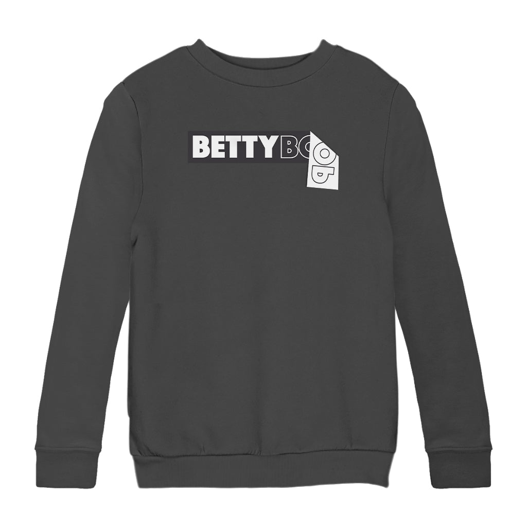 Betty Boop Black and White Name Strip Kids Sweatshirt