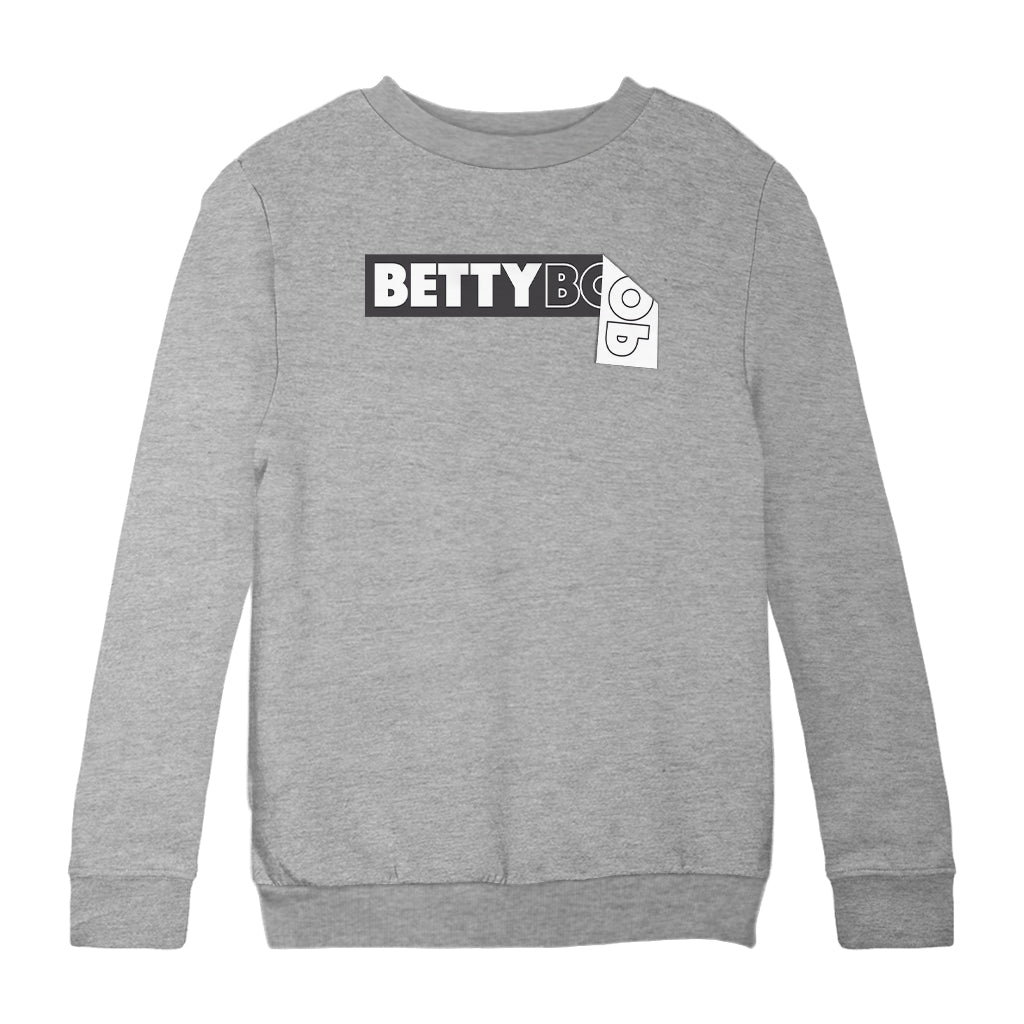 Betty Boop Black and White Name Strip Kids Sweatshirt