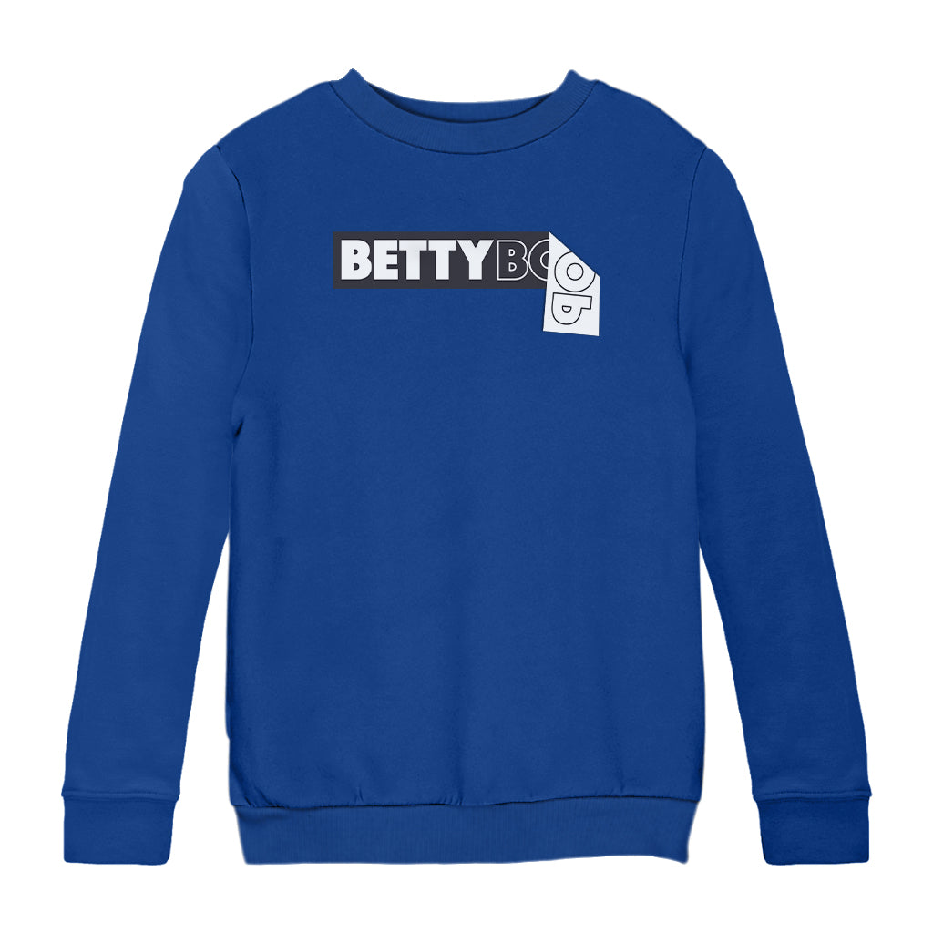 Betty Boop Black and White Name Strip Kids Sweatshirt