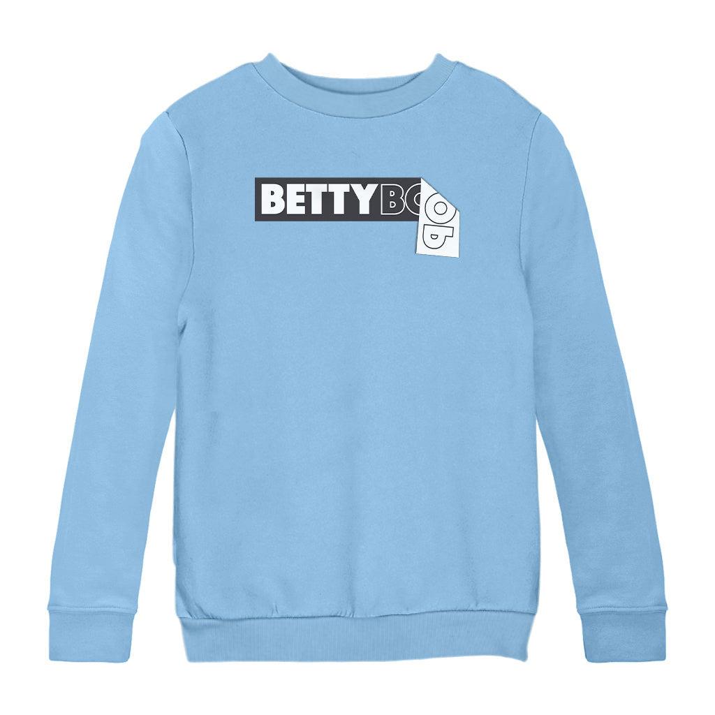 Betty Boop Black and White Name Strip Kids Sweatshirt