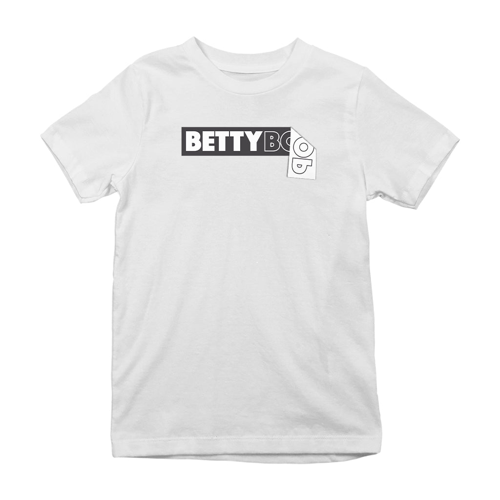 Betty Boop Black and White Name Strip Kids T-Shirt