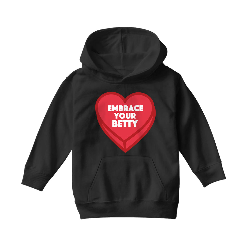 Betty Boop Embrace Your Betty Red Heart Kids Hooded Sweatshirt