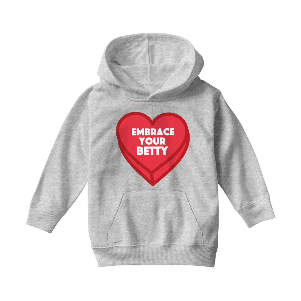 Betty Boop Embrace Your Betty Red Heart Kids Hooded Sweatshirt
