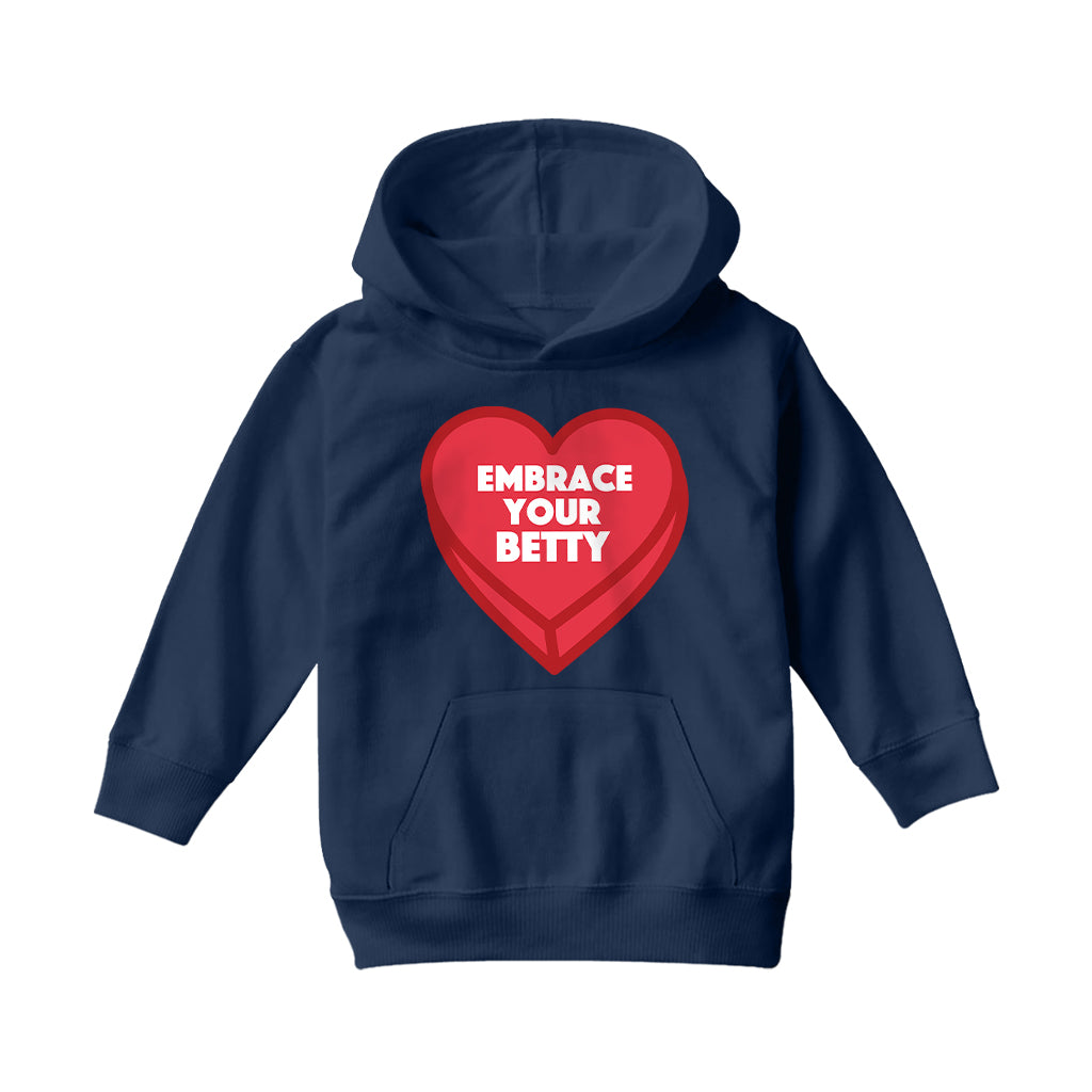 Betty Boop Embrace Your Betty Red Heart Kids Hooded Sweatshirt