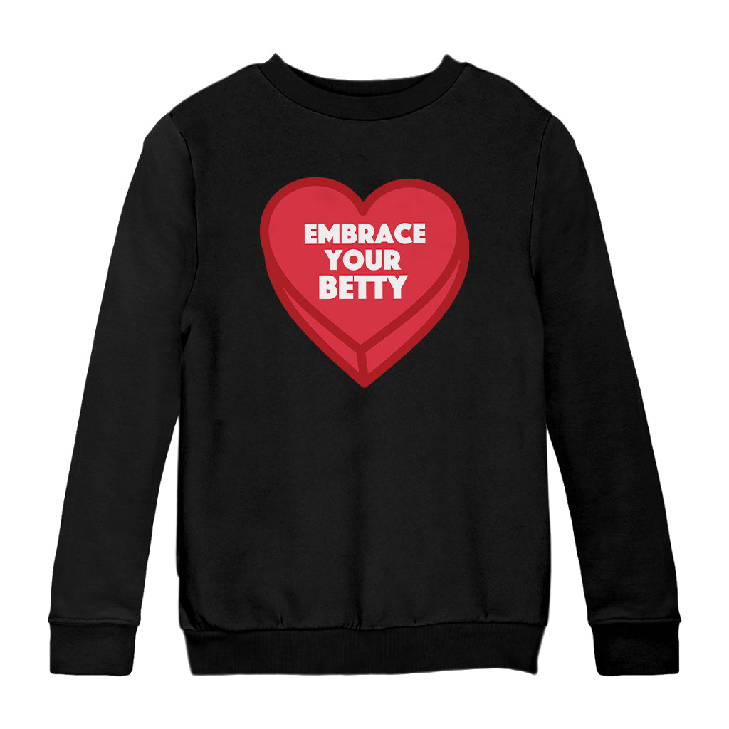 Betty Boop Embrace Your Betty Red Heart Kids Sweatshirt