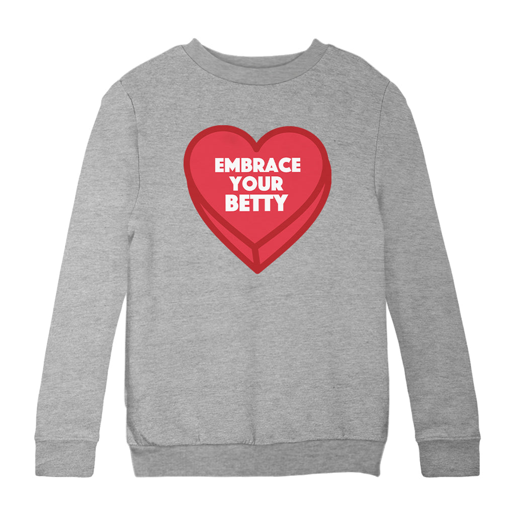 Betty Boop Embrace Your Betty Red Heart Kids Sweatshirt