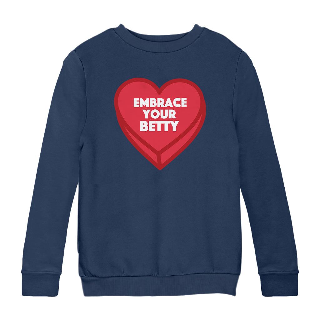 Betty Boop Embrace Your Betty Red Heart Kids Sweatshirt