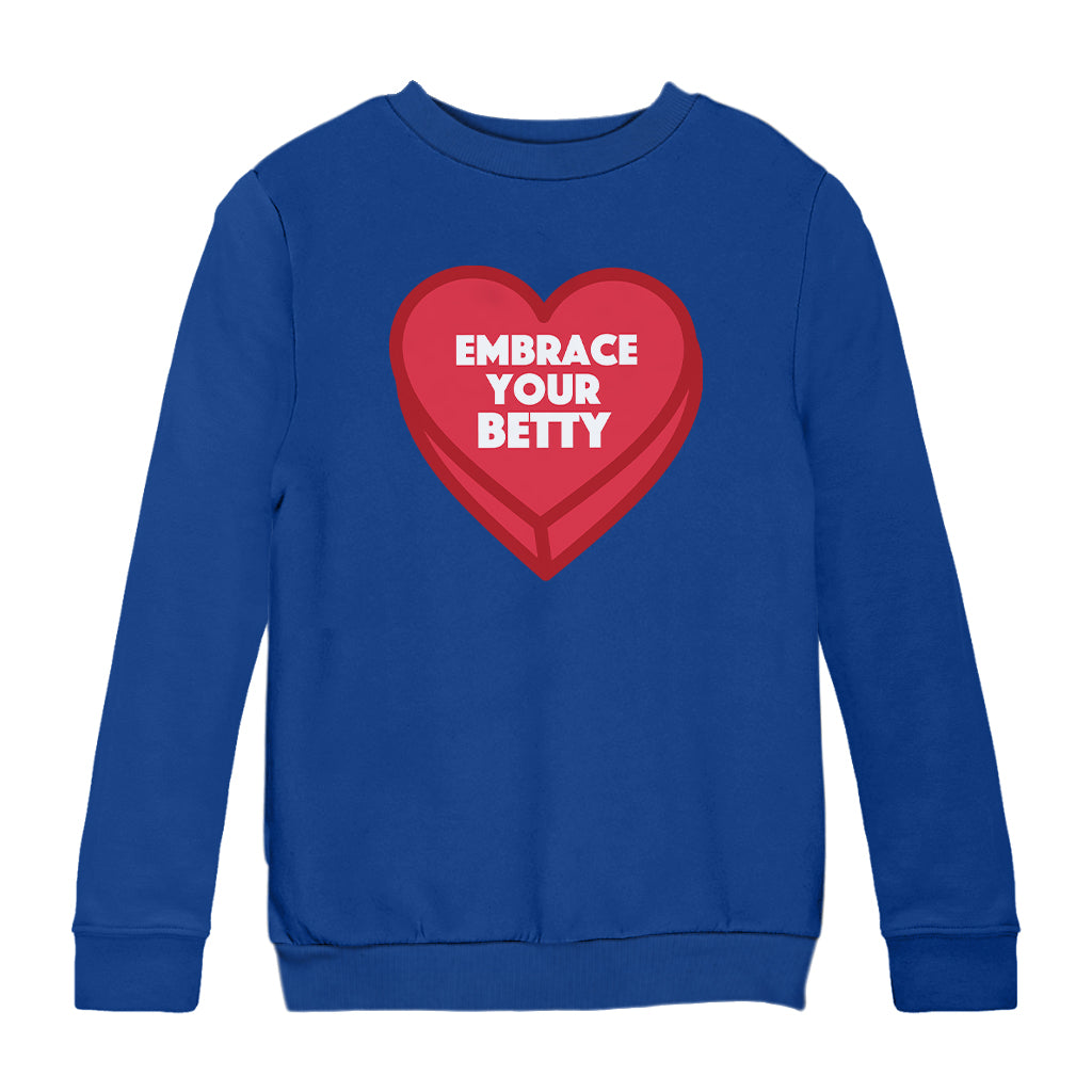 Betty Boop Embrace Your Betty Red Heart Kids Sweatshirt