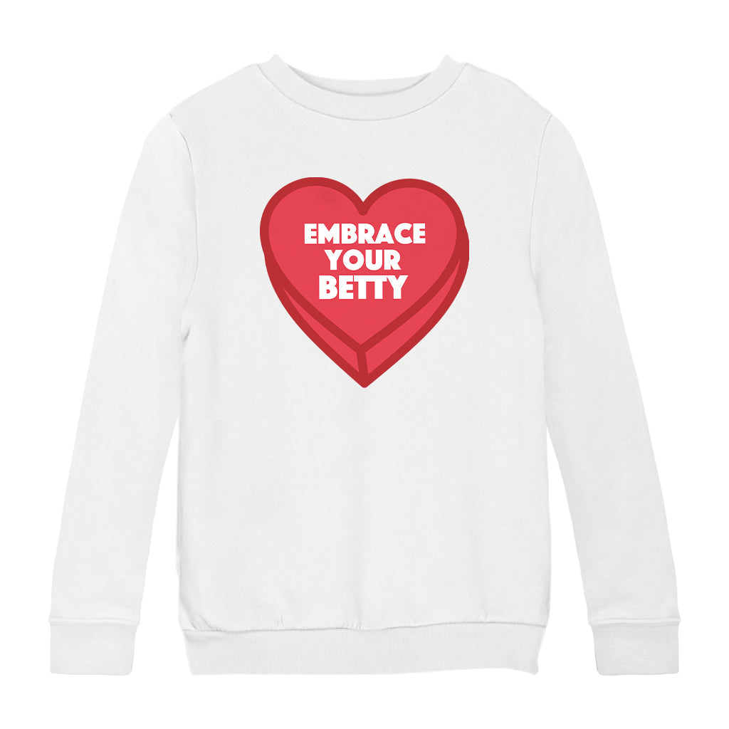 Betty Boop Embrace Your Betty Red Heart Kids Sweatshirt