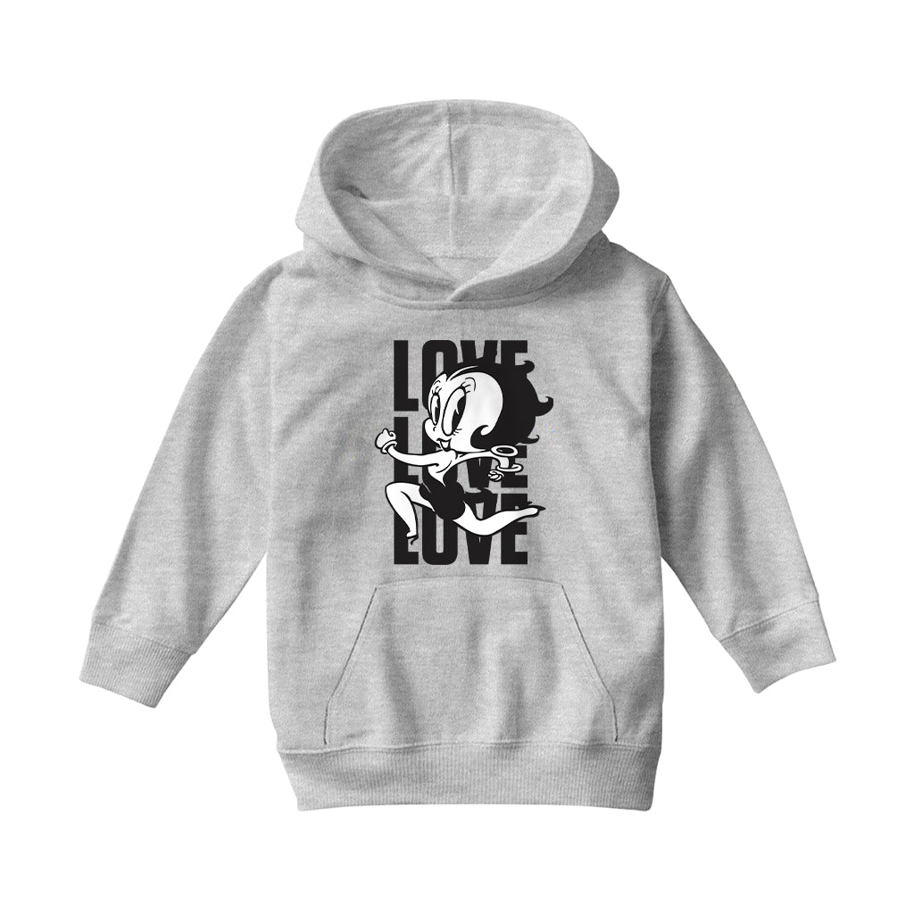 Betty Boop Running Love Love Love Kids Hooded Sweatshirt