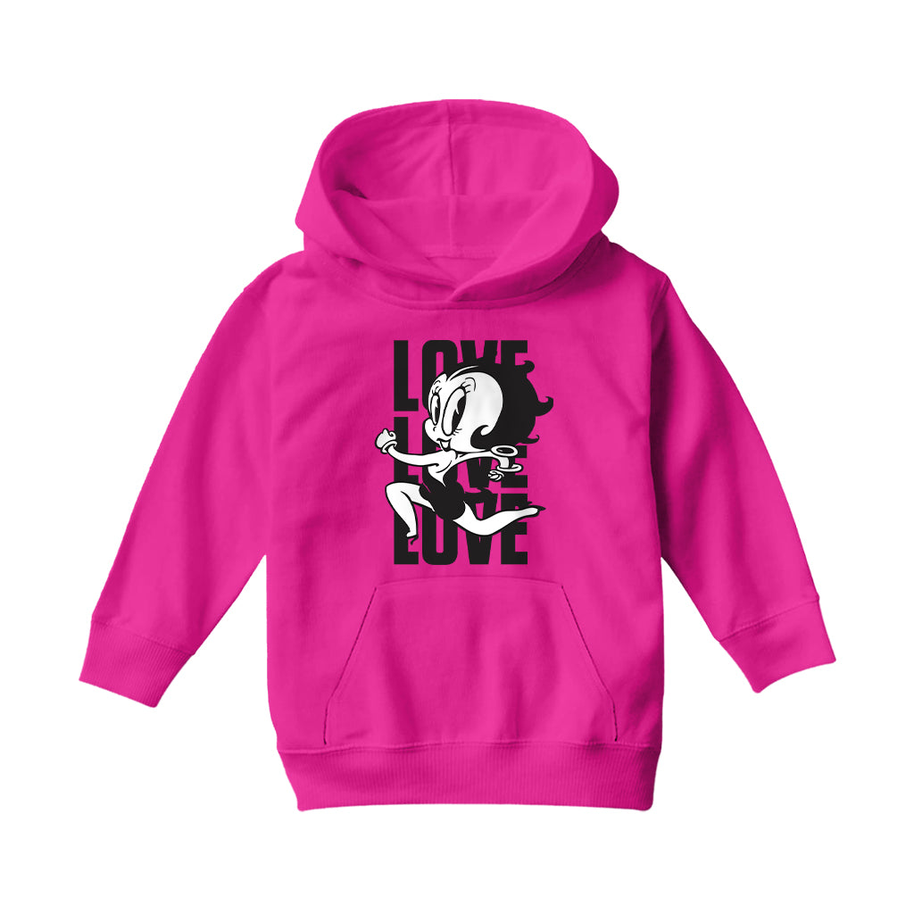 Betty Boop Running Love Love Love Kids Hooded Sweatshirt