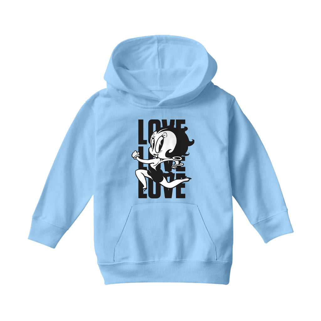 Betty Boop Running Love Love Love Kids Hooded Sweatshirt