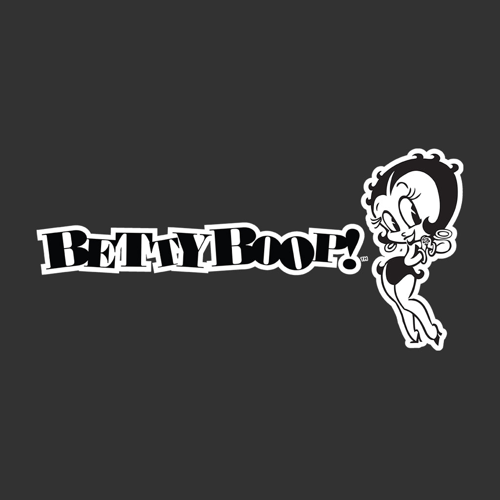Betty Boop Black And White Text Men's Hooded Sweatshirt