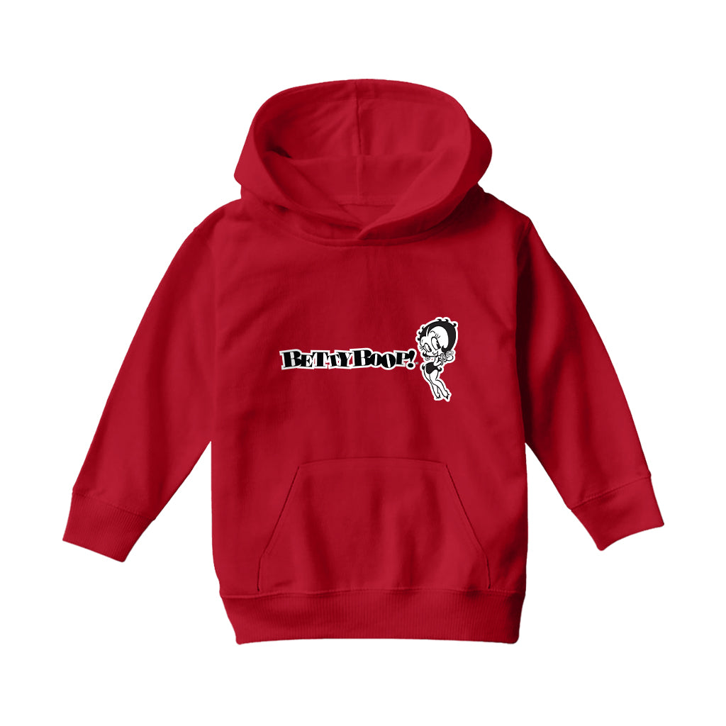 Betty Boop Black And White Text Kids Hooded Sweatshirt