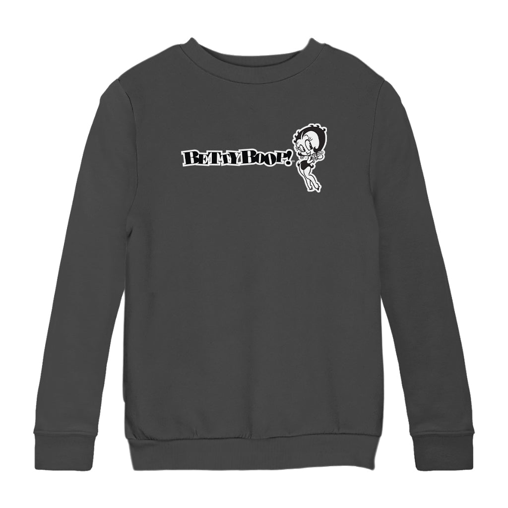 Betty Boop Black And White Text Kids Sweatshirt