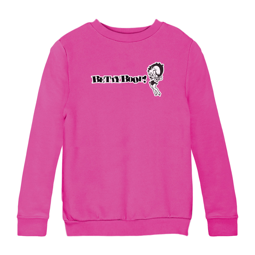 Betty Boop Black And White Text Kids Sweatshirt
