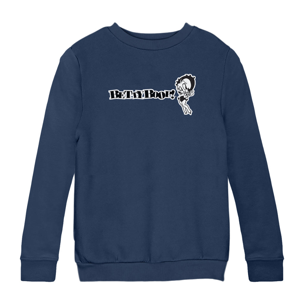 Betty Boop Black And White Text Kids Sweatshirt