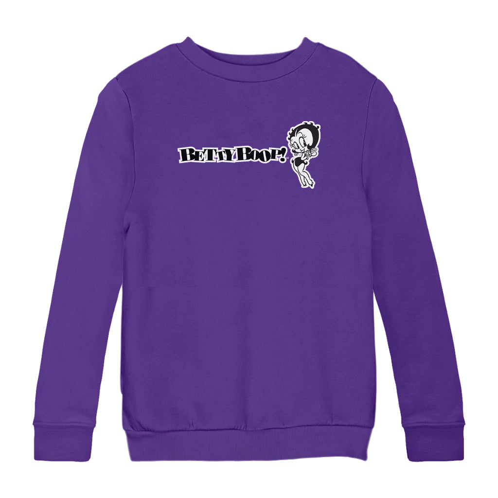 Betty Boop Black And White Text Kids Sweatshirt