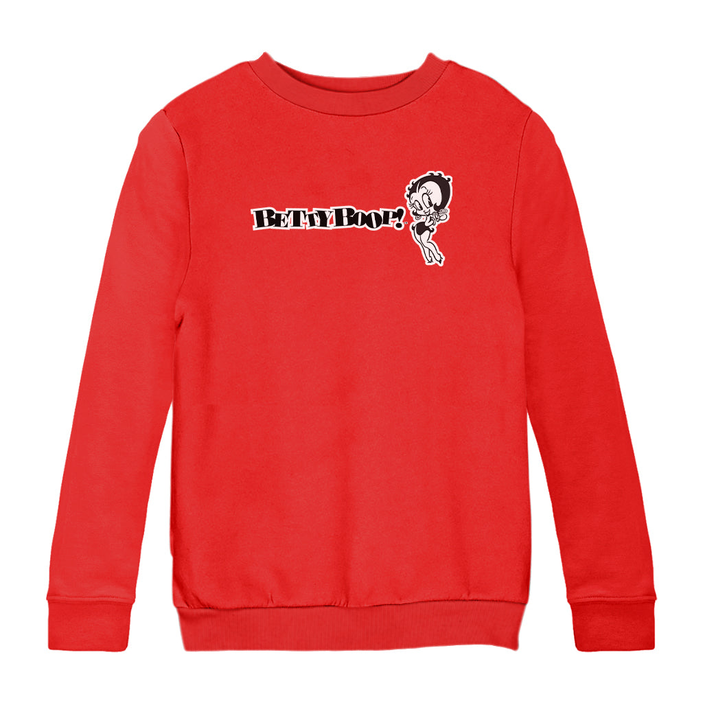 Betty Boop Black And White Text Kids Sweatshirt
