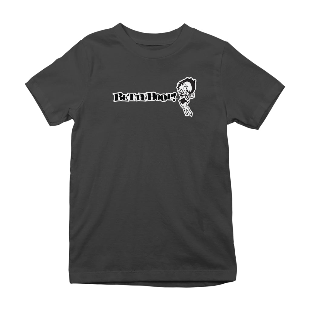 Betty Boop Black And White Text Kids T-Shirt