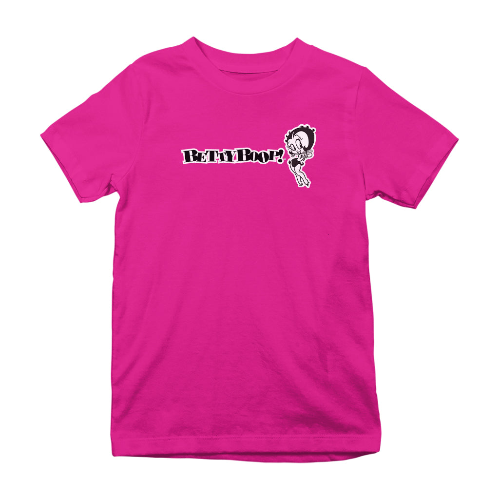 Betty Boop Black And White Text Kids T-Shirt