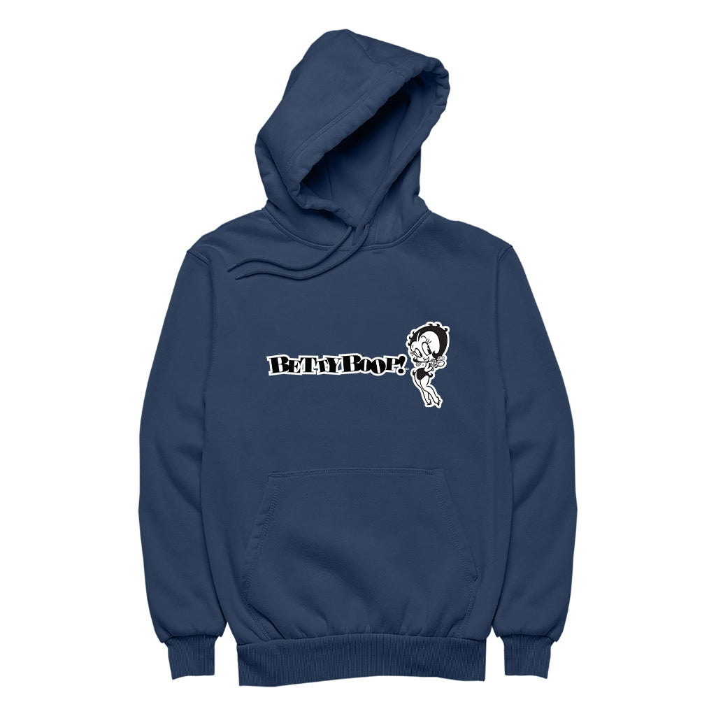 Betty Boop Black And White Text Men's Hooded Sweatshirt