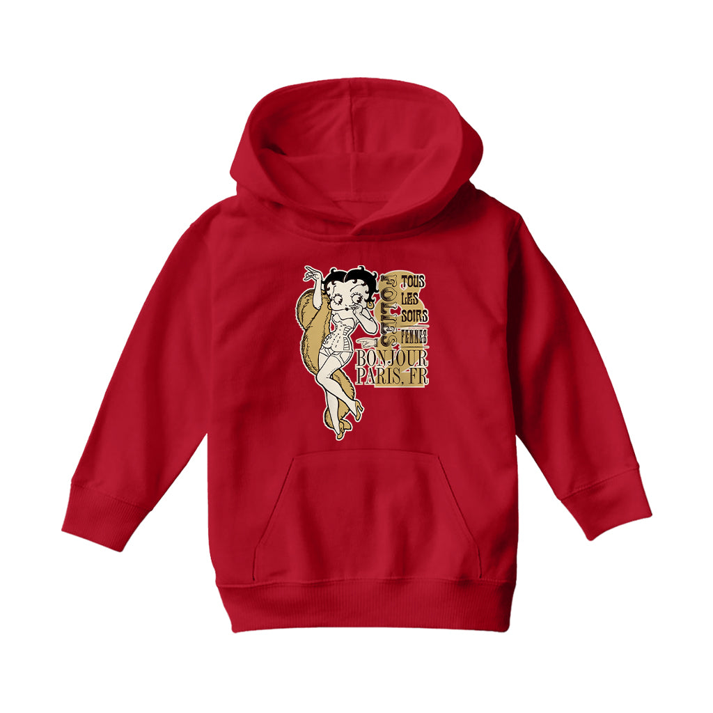 Betty Boop Bonjour Paris, FR Kids Hooded Sweatshirt