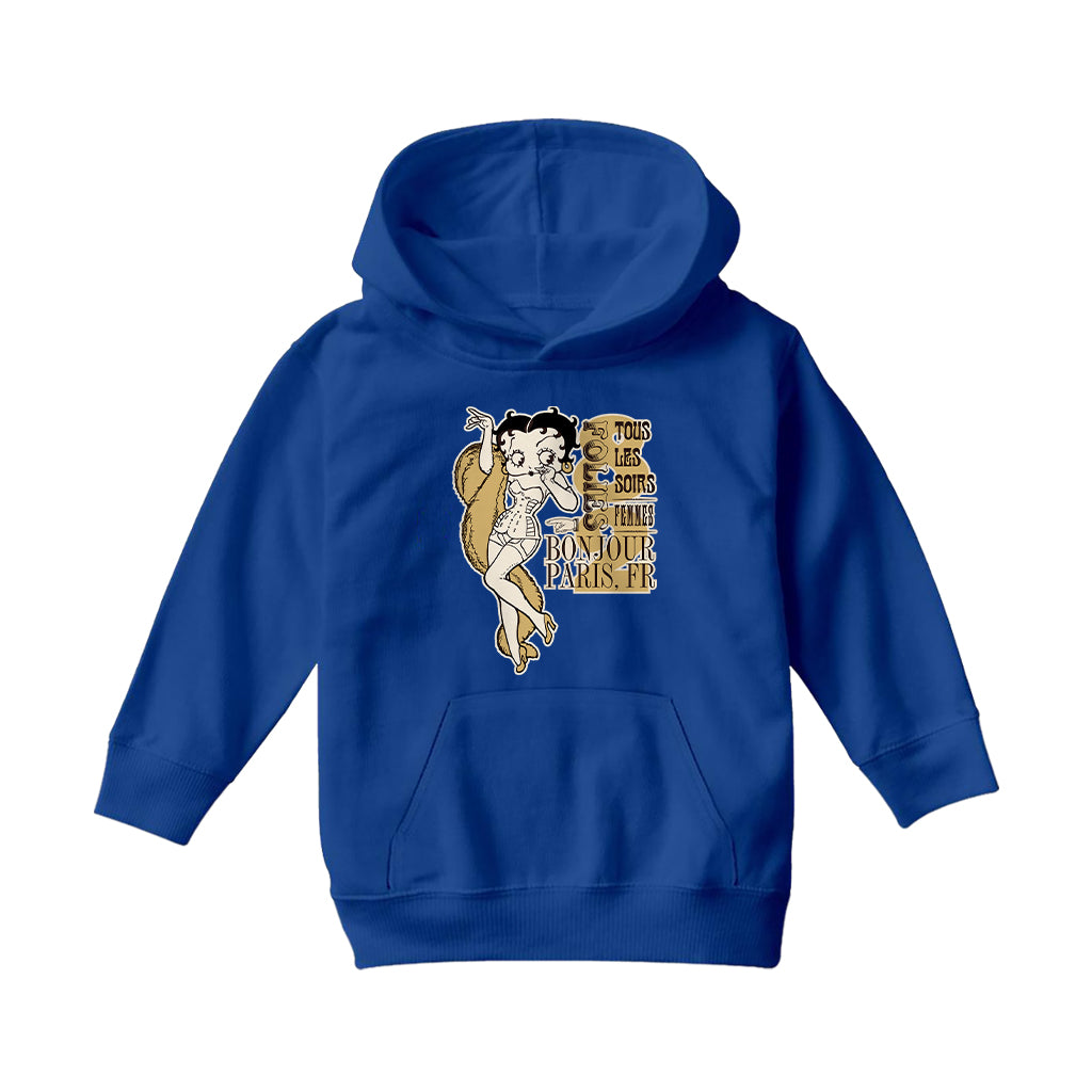 Betty Boop Bonjour Paris, FR Kids Hooded Sweatshirt