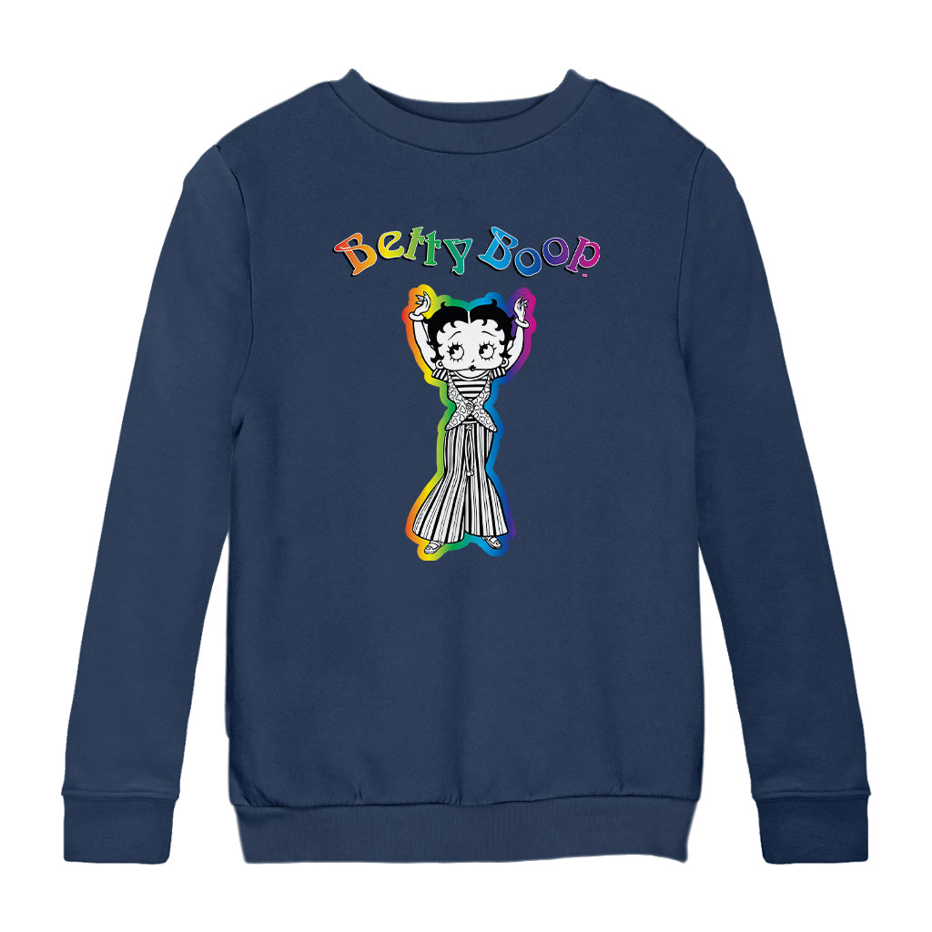Betty Boop Groovy Striped Outfit Kids Sweatshirt