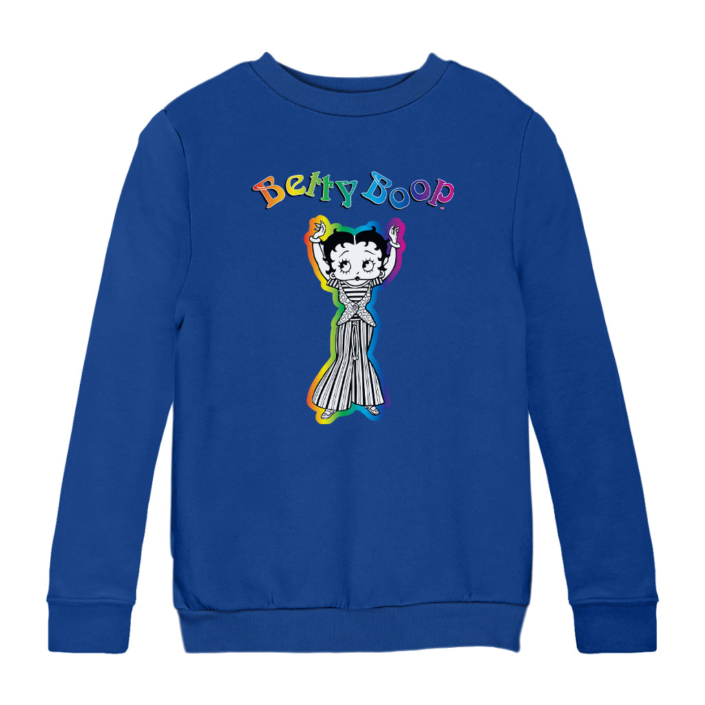 Betty Boop Groovy Striped Outfit Kids Sweatshirt