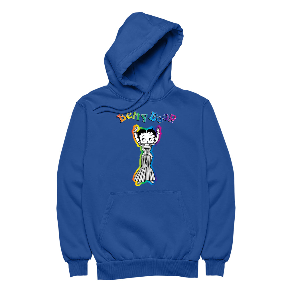 Betty Boop Groovy Striped Outfit Men's Hooded Sweatshirt
