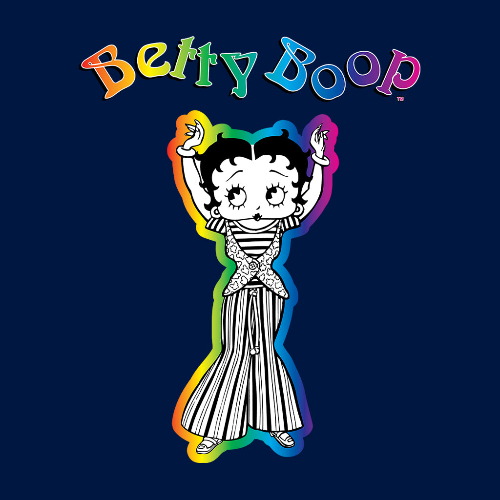 Betty Boop Groovy Striped Outfit Kids Hooded Sweatshirt