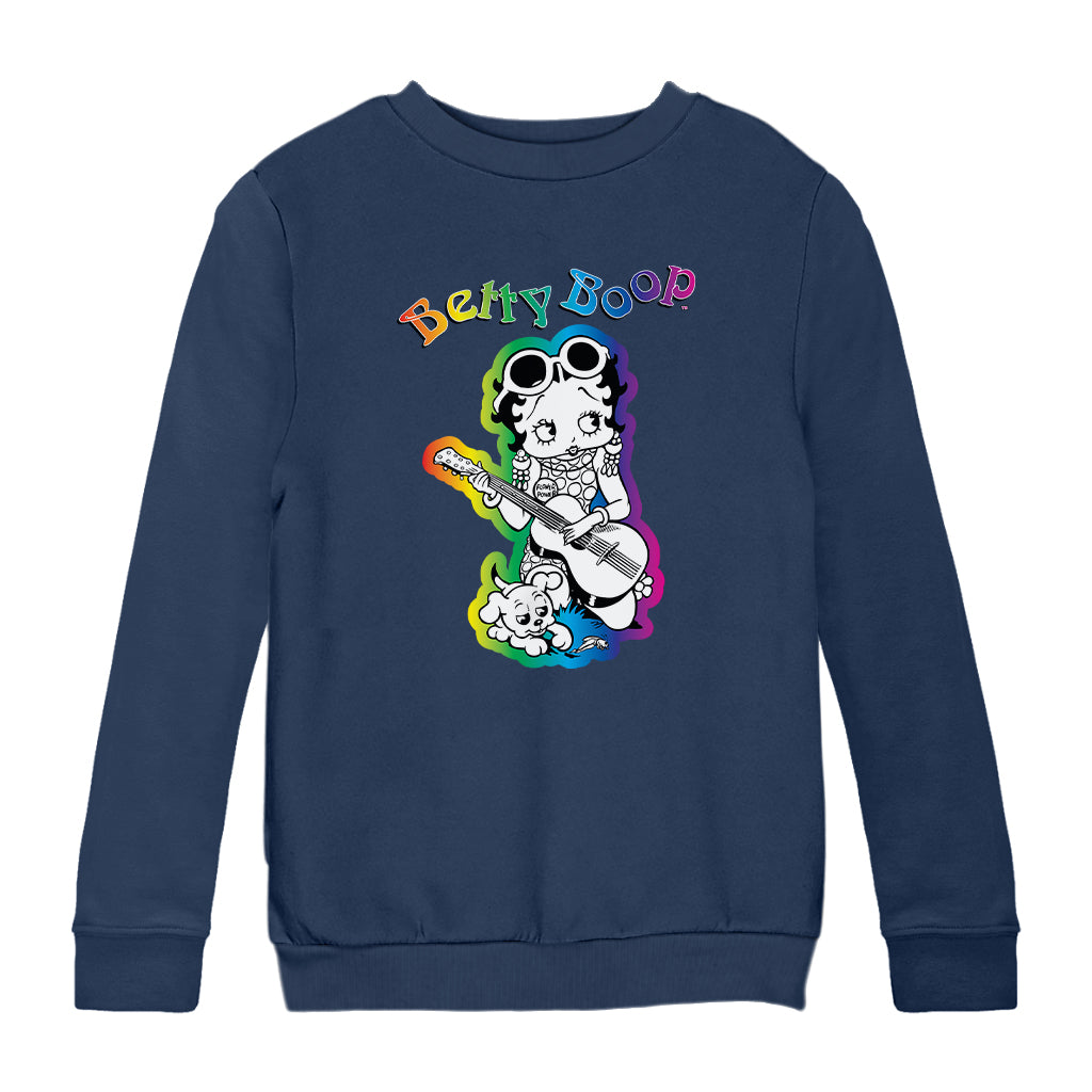 Betty Boop 70s Hippy Guitar Chick Kids Sweatshirt