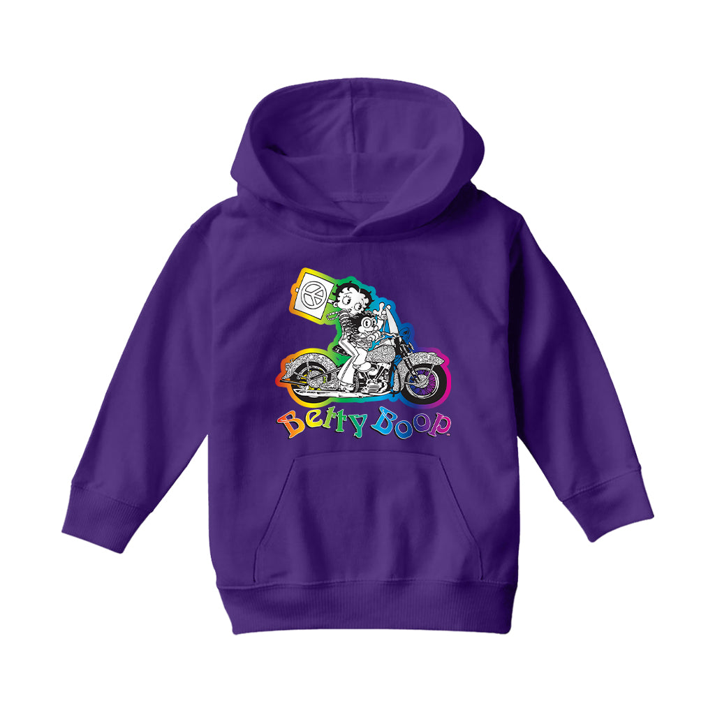 Betty Boop Groovy 70s Motorcycle Kids Hooded Sweatshirt