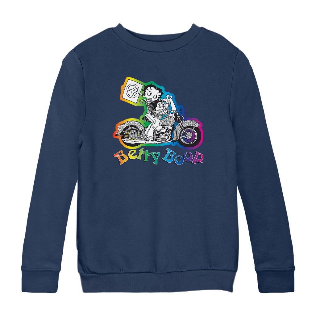 Betty Boop Groovy 70s Motorcycle Kids Sweatshirt