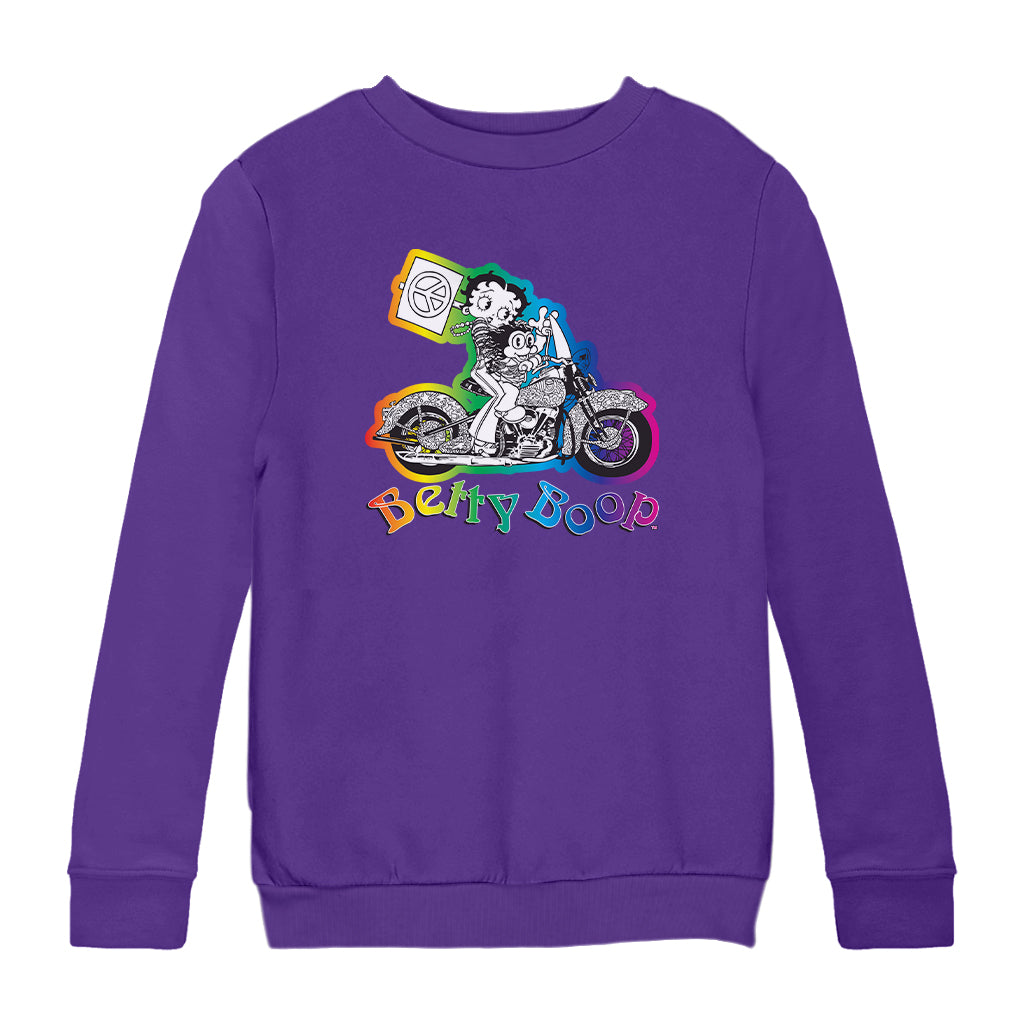 Betty Boop Groovy 70s Motorcycle Kids Sweatshirt
