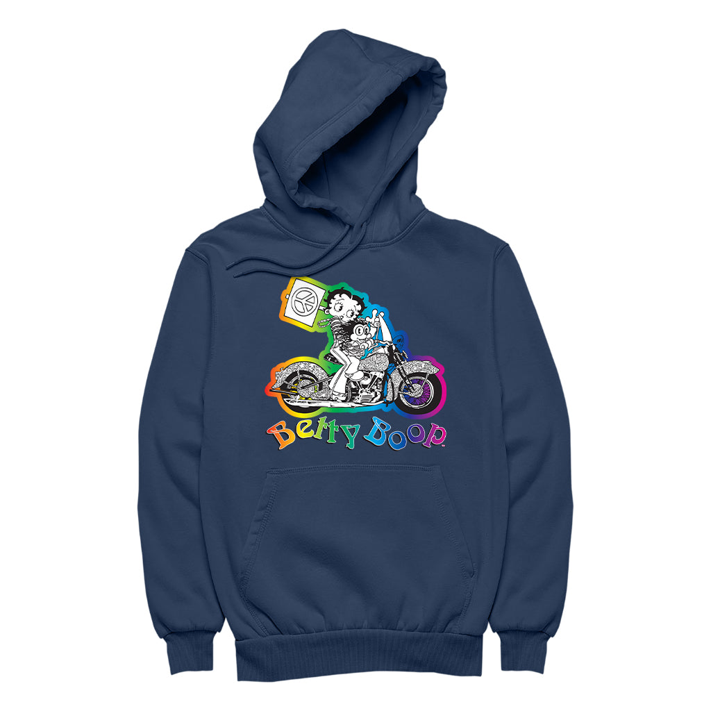 Betty Boop Groovy 70s Motorcycle Women's Hooded Sweatshirt