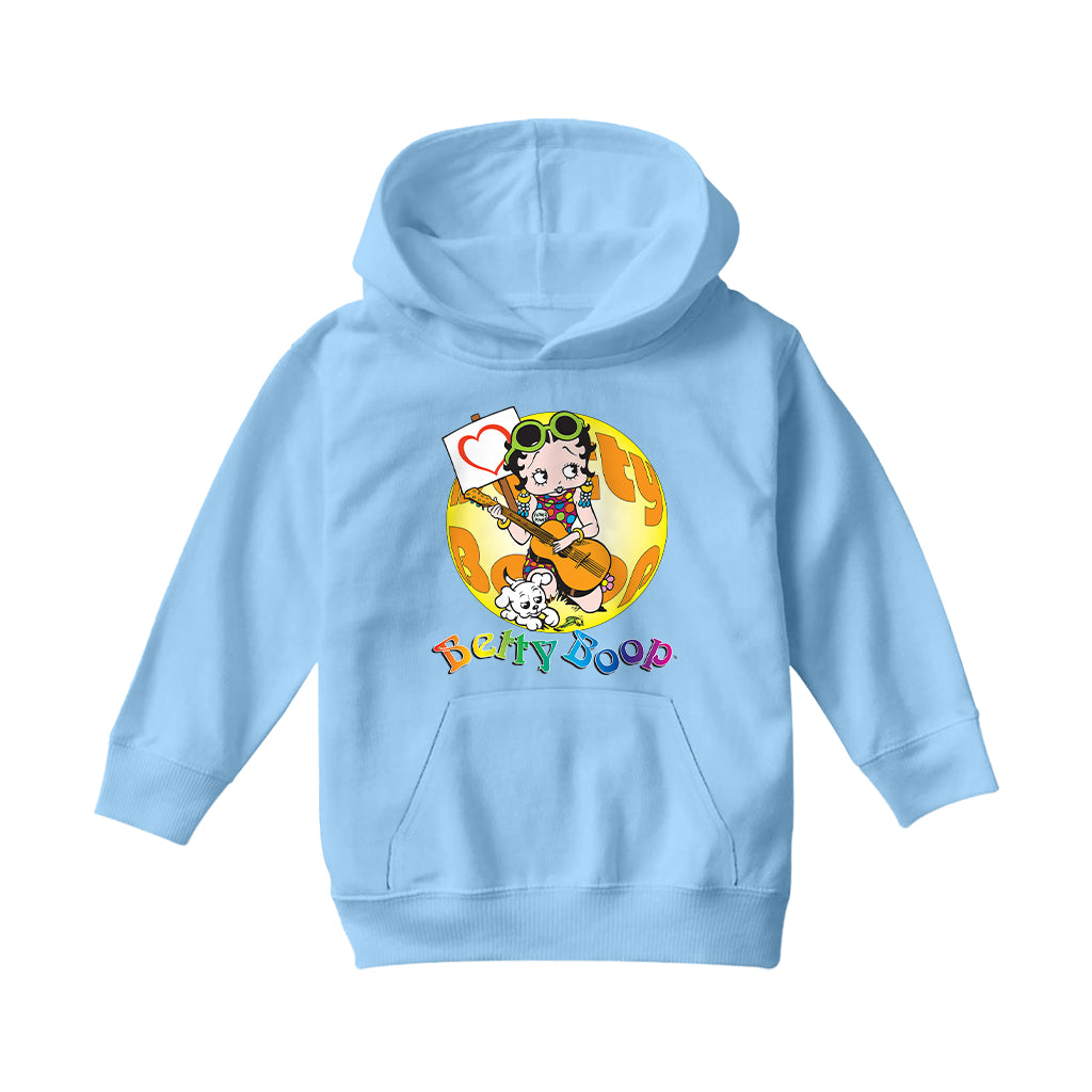 Betty Boop Groovy Guitar 70s Kids Hooded Sweatshirt