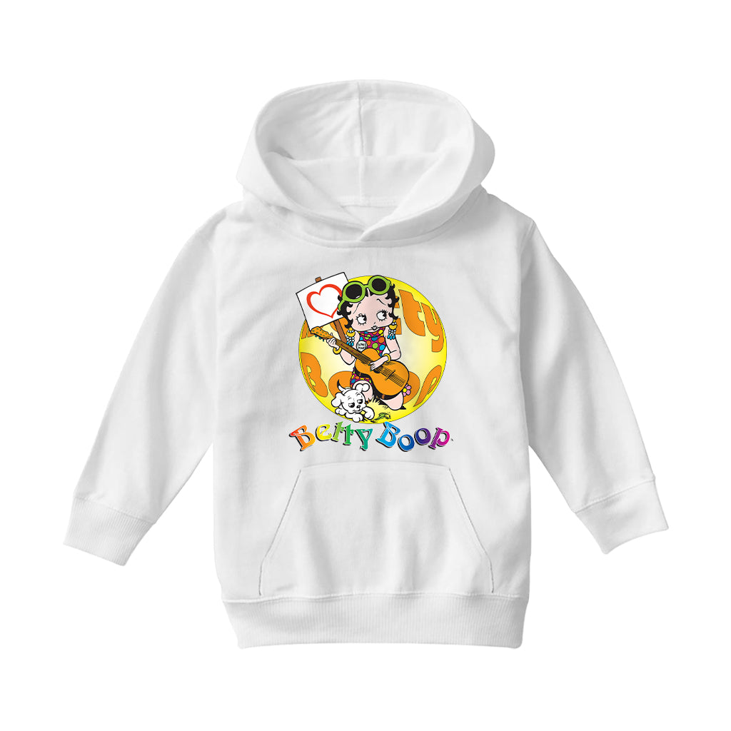 Betty Boop Groovy Guitar 70s Kids Hooded Sweatshirt
