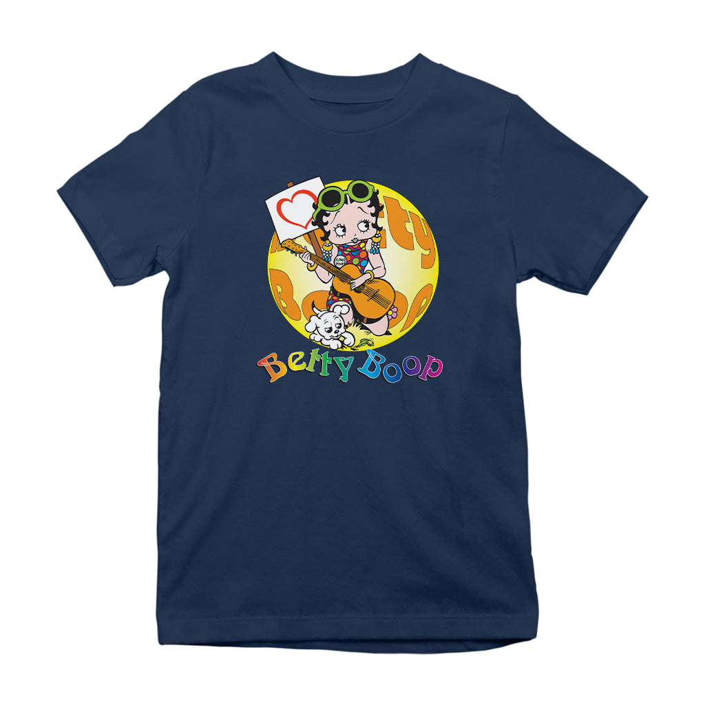 Betty Boop Groovy Guitar 70s Kids T-Shirt