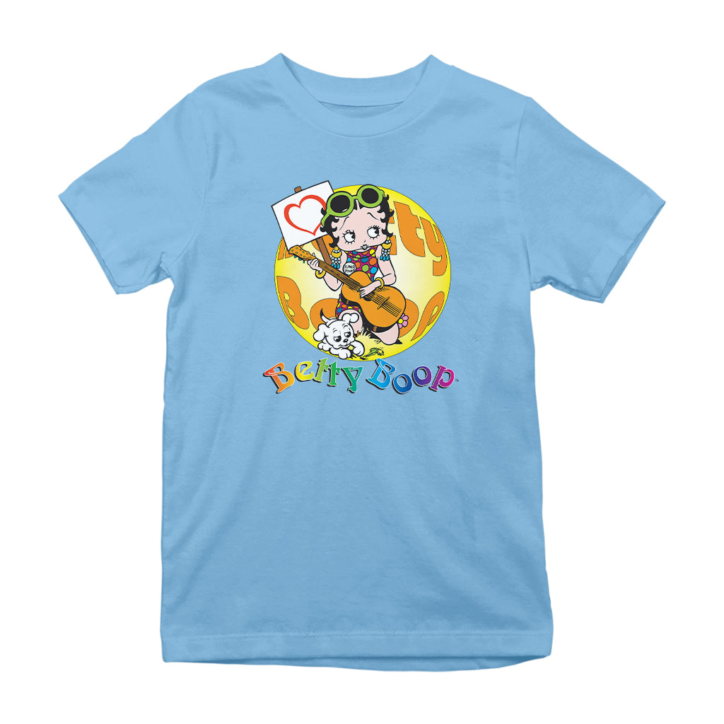 Betty Boop Groovy Guitar 70s Kids T-Shirt