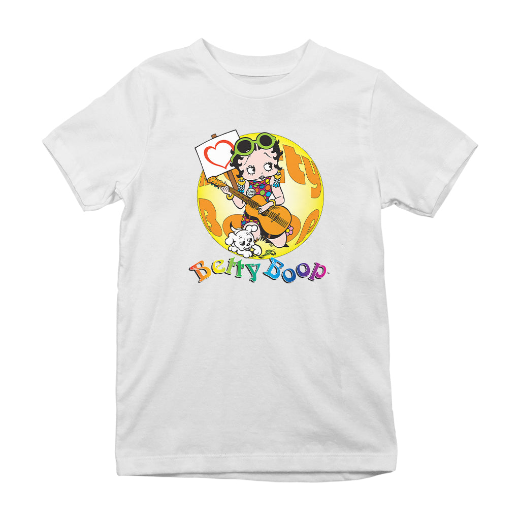Betty Boop Groovy Guitar 70s Kids T-Shirt