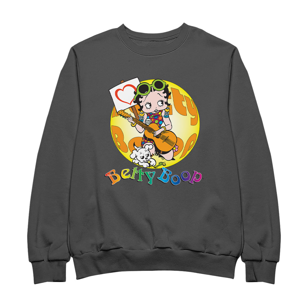Betty Boop Groovy Guitar 70s Men's Sweatshirt
