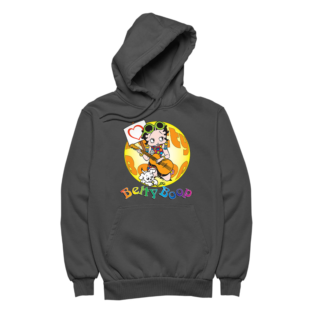 Betty Boop Groovy Guitar 70s Women's Hooded Sweatshirt