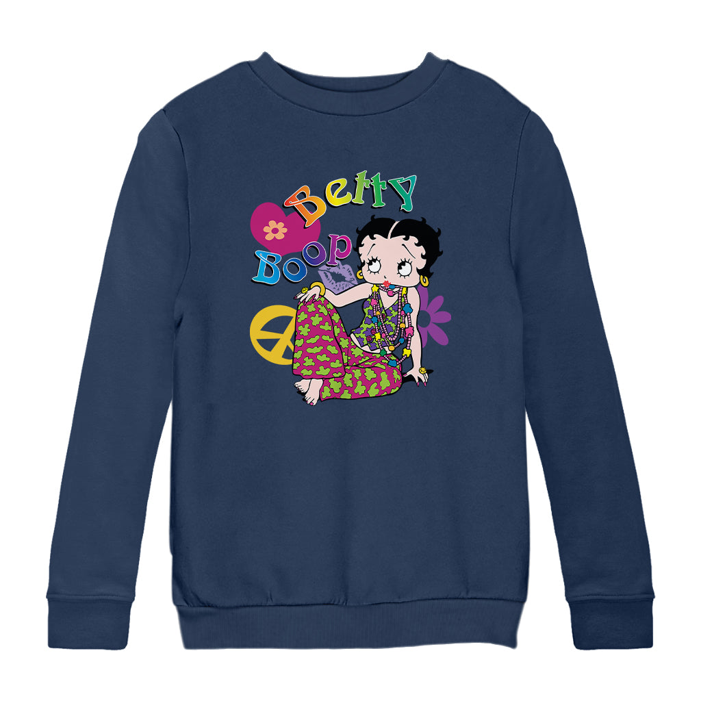 Betty Boop Groovy Hippy Peace & Love Kids Sweatshirt