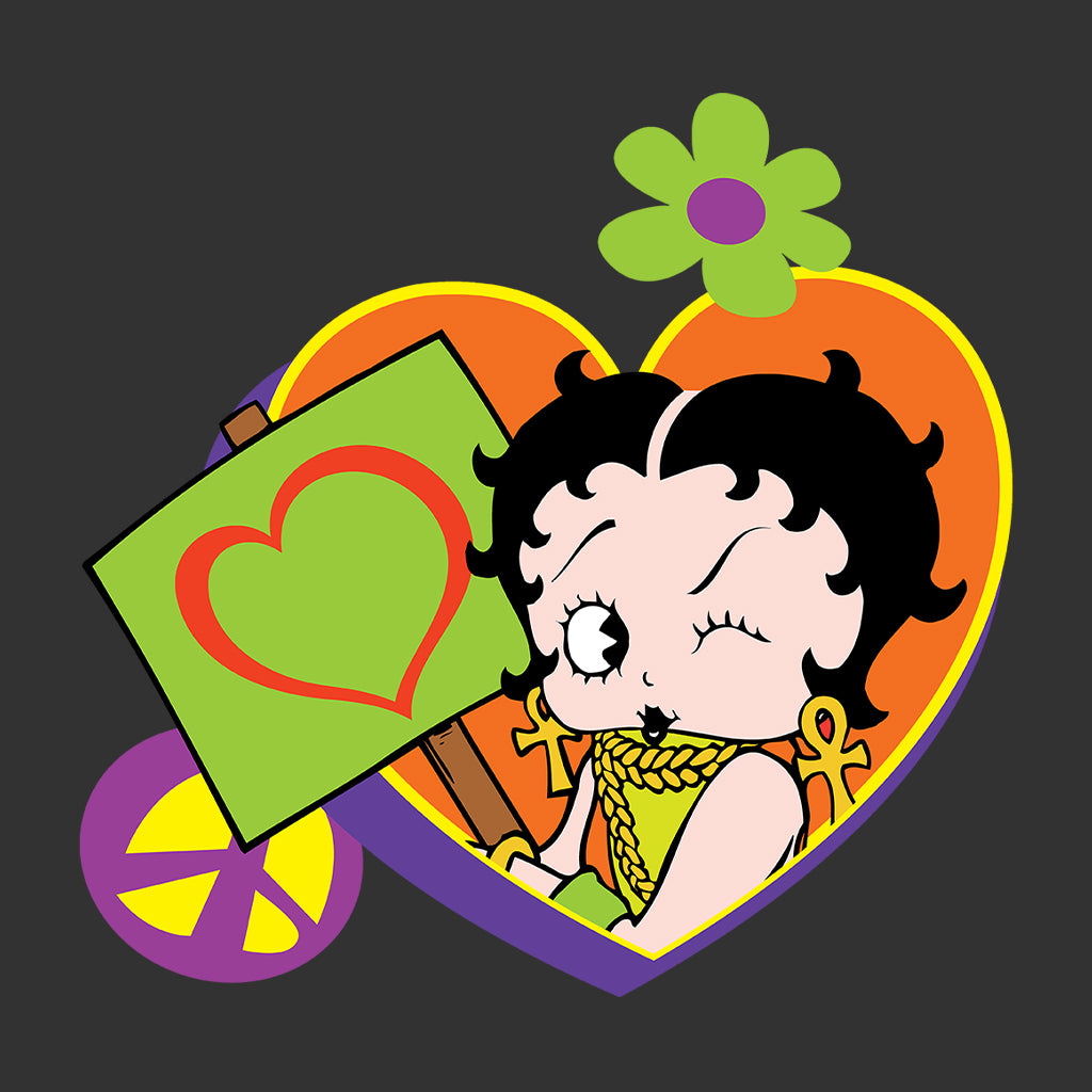 Betty Boop Hippy Heart Sign Women's Hooded Sweatshirt